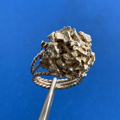 Artisan 925 Sterling Silver Nugget Flower Cluster Statement Dome Size 5.5 Ring