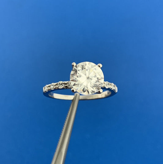 Stunning Sterling Silver ATI Cubic Zirconia Solitaire Accents Statement Ring