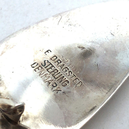 Vintage E Dragsted 925 Sterling Silver Abalone Triangle Clip-on Stud Earrings