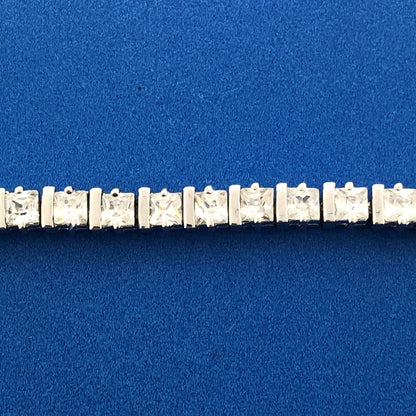 Designer 925 Sterling Silver Princess White Amethyst Statement Tennis Bracelet