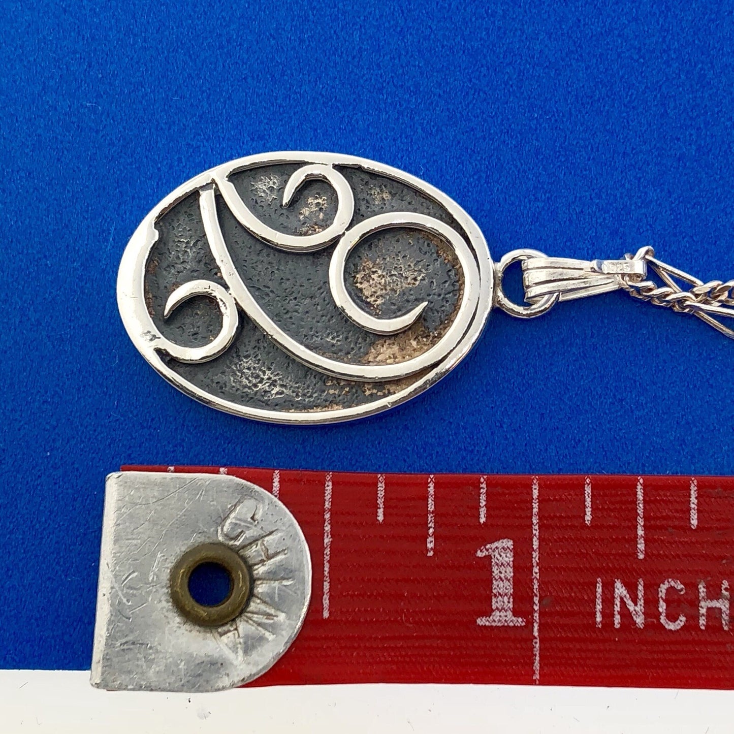 Carolyn Pollack R Moon Sterling Silver 925 Oval Scroll Floral Pendant Necklace