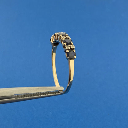 Designer 14K Yellow Gold Sapphire Diamond September Anniversary Band Ring