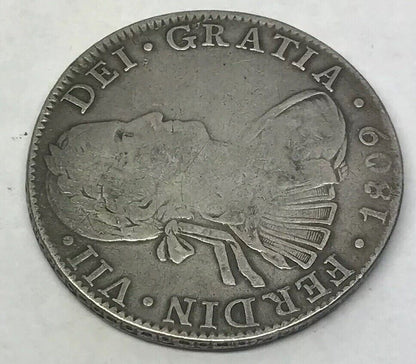 1809 TH Silver 8 Reales Mexico City Mint Pillar Dollar Colonial Coin