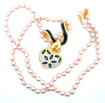 Nolan Miller Glamour Collection Gold Tone Princess Crystal Heart Necklace