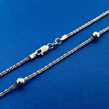 Italy 14K White Gold Twisted Rope Disco Ball Station Necklace