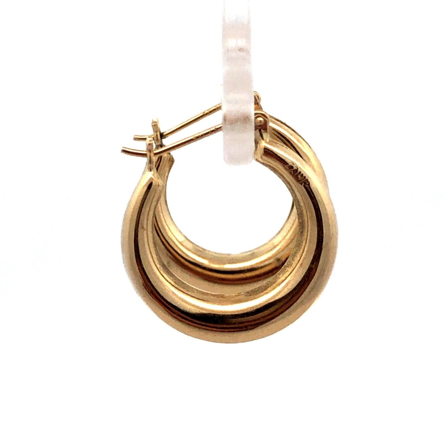 Designer ZZ 14K Yellow Gold Round Puffy Polished Huggie Hoop Earrings