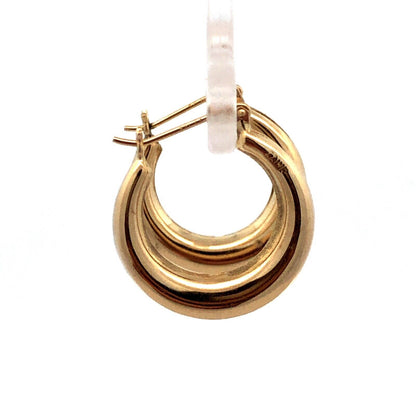 Designer ZZ 14K Yellow Gold Round Puffy Polished Huggie Hoop Earrings