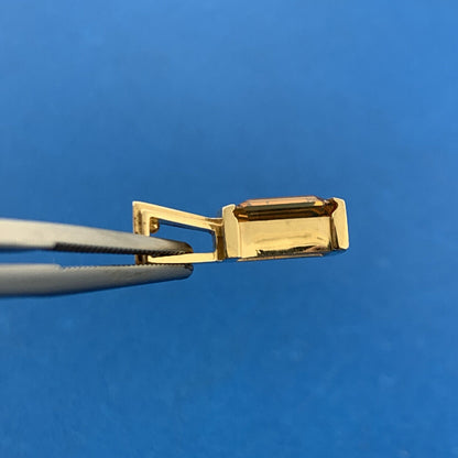 Gorgeous 14k Yellow Gold Emerald Cut Golden Citrine Precious Pendant Modern