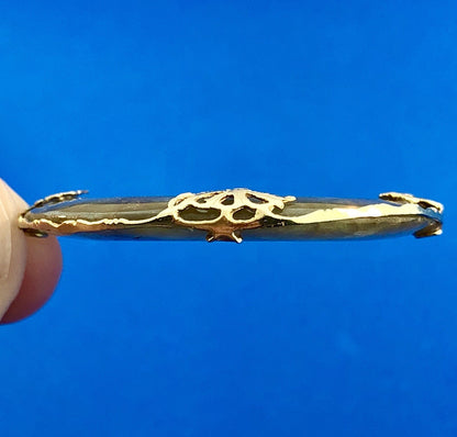 Vintage 14K Yellow Gold Jadeite Jade Chinese Character Good Luck Amulet Pendant