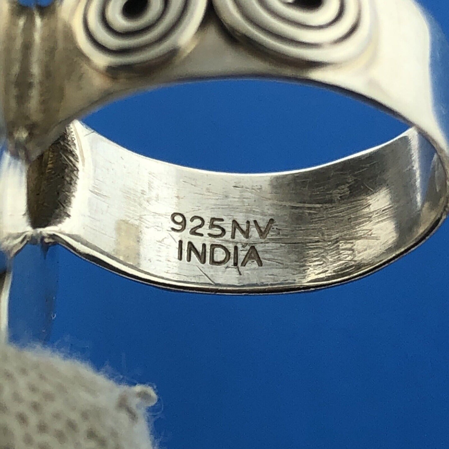 Designer NV India Sterling Silver 925 Round Citrine Flower Scroll Cocktail Ring