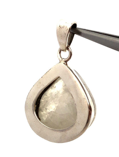 Estate 925 Sterling Silver Teardrop Moonstone Cabochon Solitaire Pendant