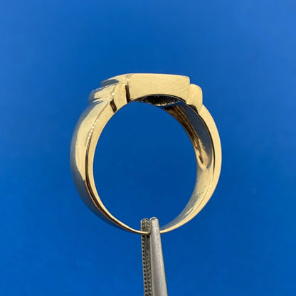 14K Yellow Gold Pave Princess Diamond Square Top Statement Unisex Cocktail Ring