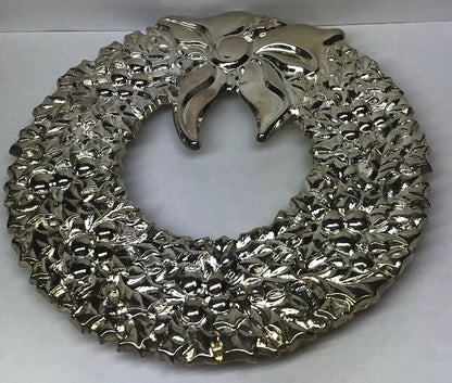 1982 Vintage Gorham Italy Silver Plated Brass Christmas Wreath Hot Cold Trivet