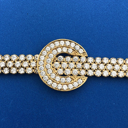 Stunning 925 Sterling Silver Vermeil Cubic Zirconia CZ Statement Tennis Bracelet