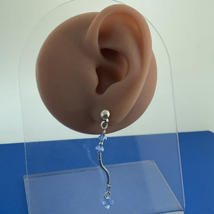 Fabaro 925 sterling silver blue glass bead dangle stud earrings