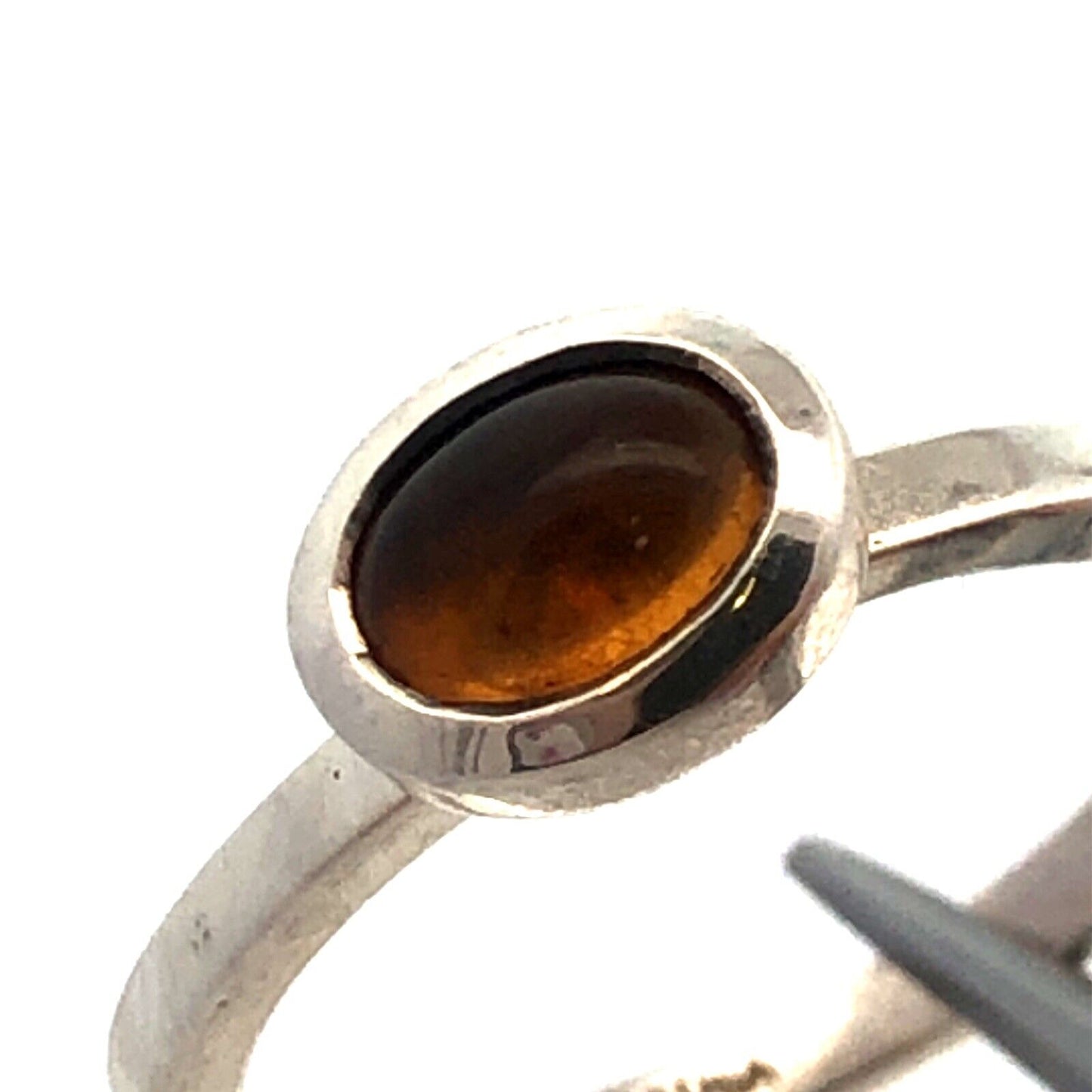 Designer Karthia 925 Sterling Silver Oval Citrine Bezel Solitaire Stackable Ring