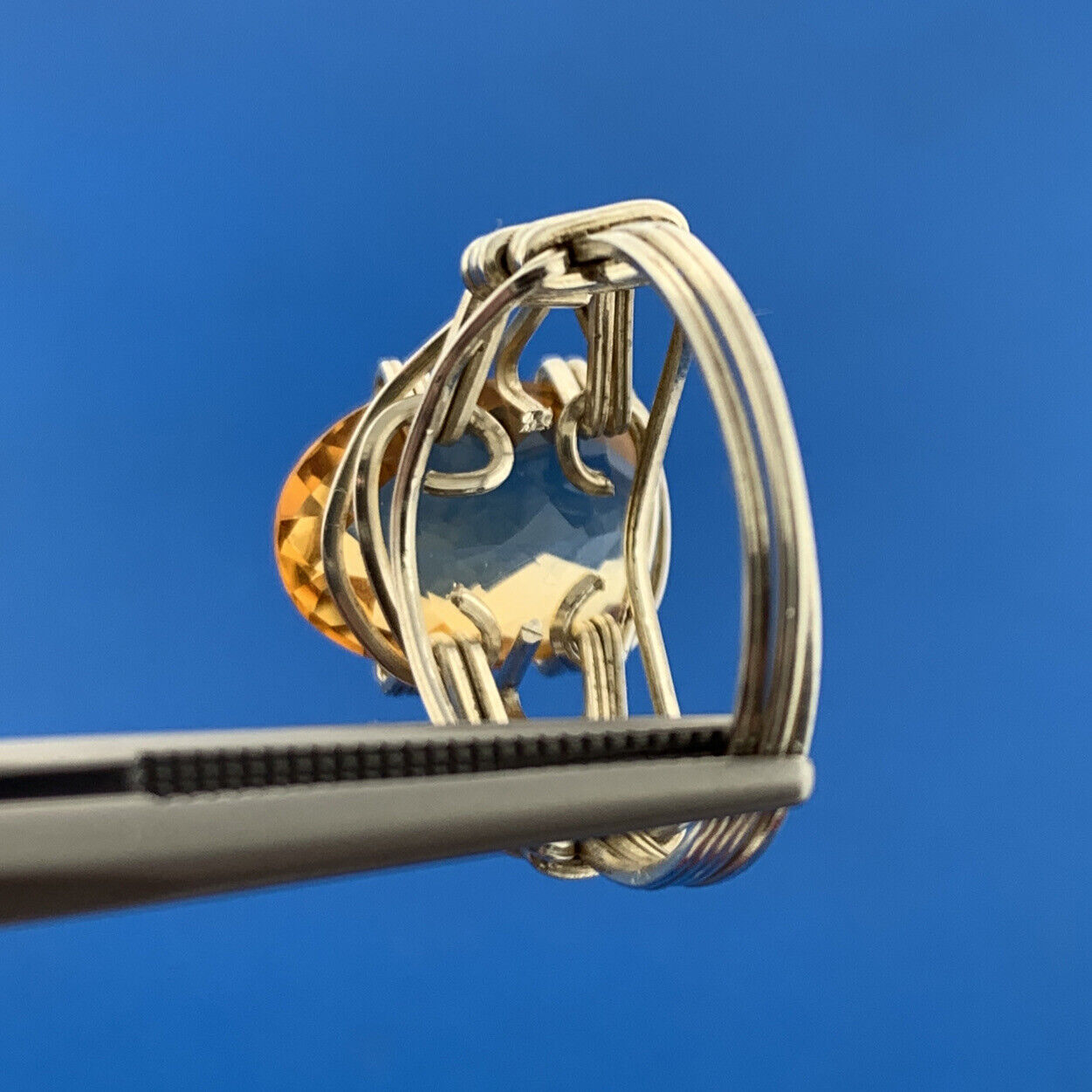 Artisan 925 Sterling Silver Oval Cushion Citrine October Anniversary Ring