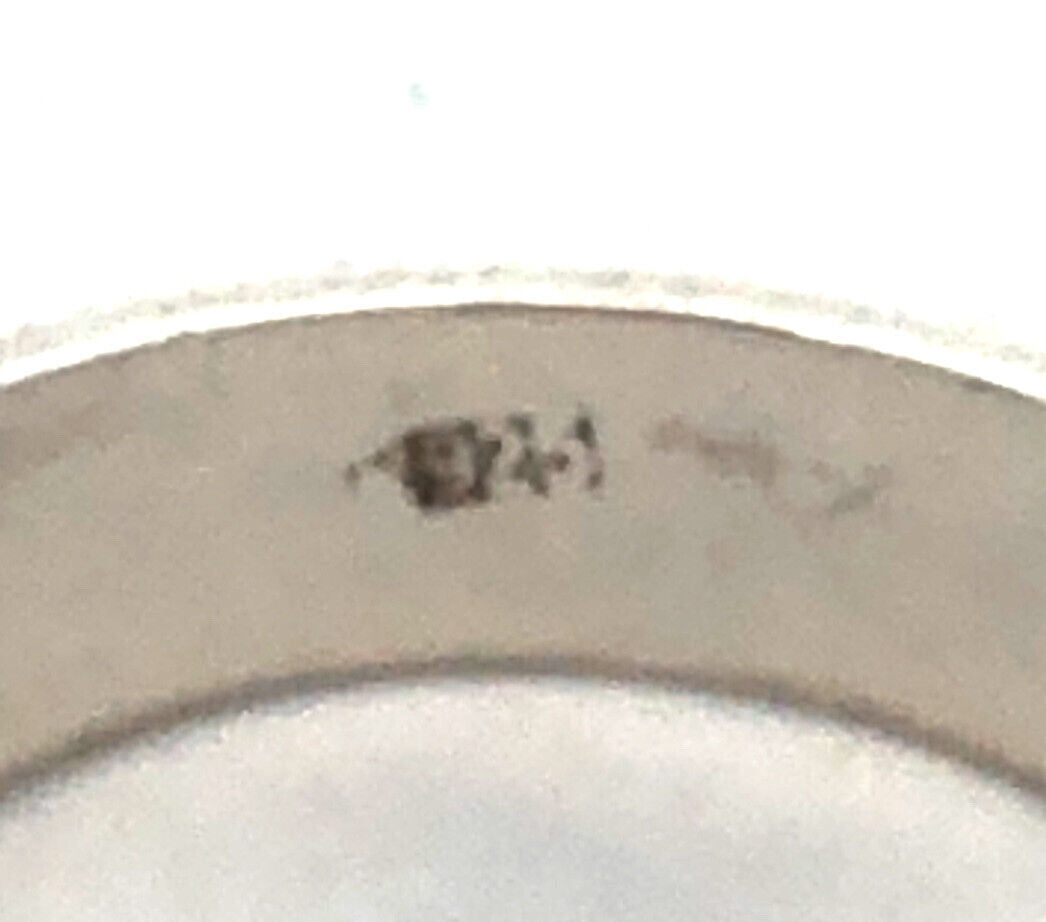 Vintage 925 Sterling Silver Yellow Amber Ball Marble Statement Ring