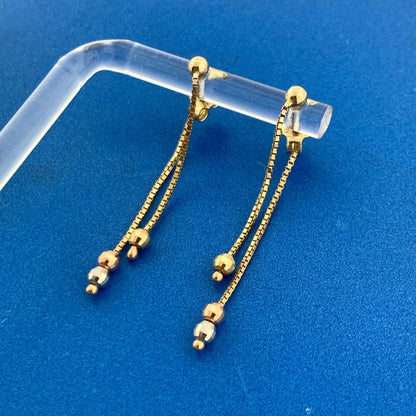 Designer Italy 10K Yellow White Rose Gold Disco Ball Drop Dangle Stud Earrings