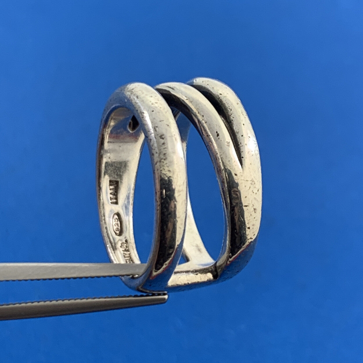 Tiffany & Co Italy 925 Sterling Silver Diagonal Infinity Wide Band Size 6.5 Ring