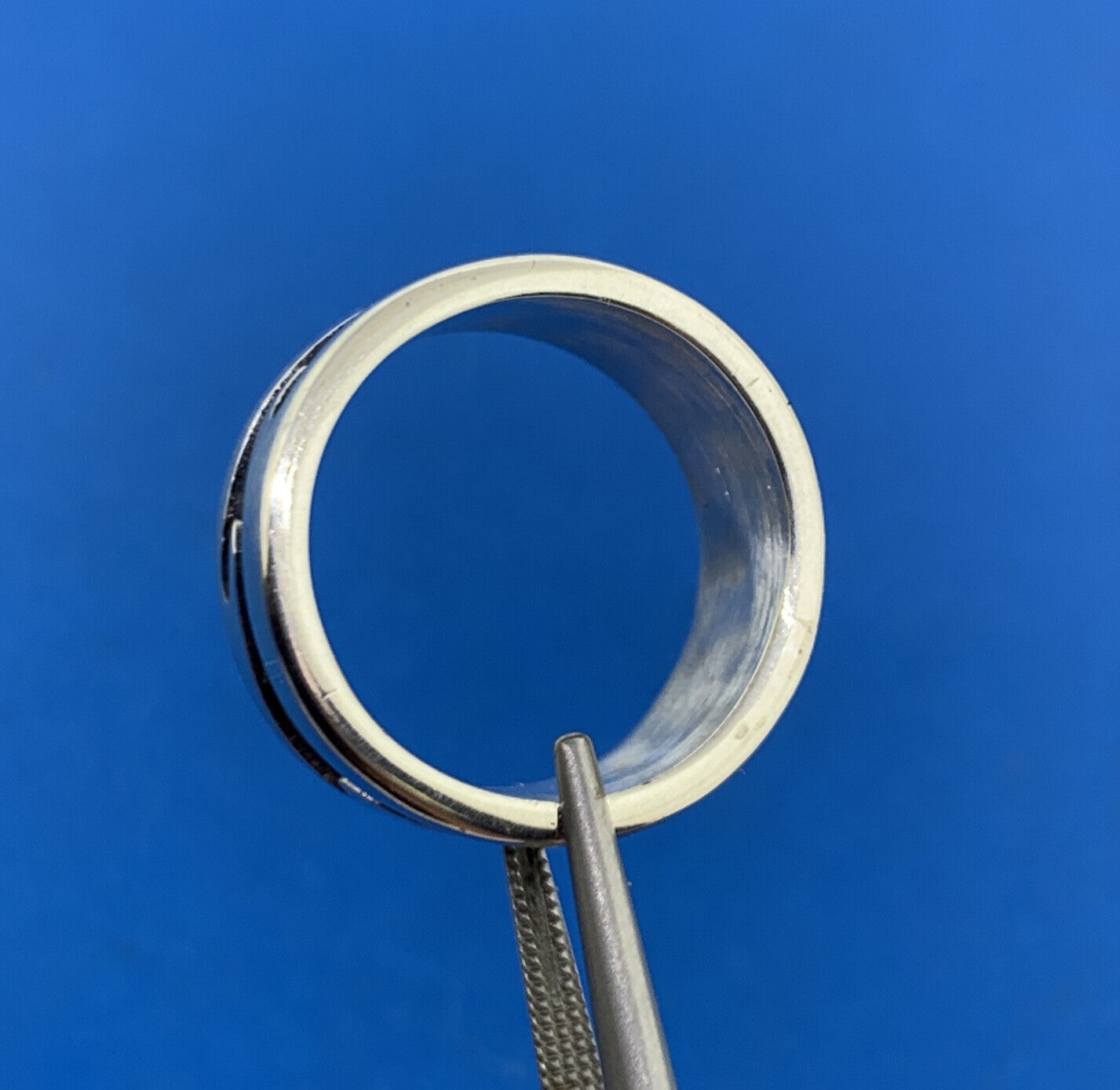 Vintage Mexico 925 Sterling Silver Modernist Storyteller Wide Cigar Band Ring