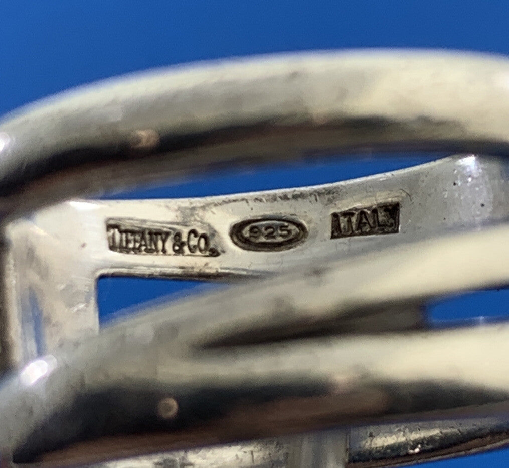 Tiffany & Co Italy 925 Sterling Silver Diagonal Infinity Wide Band Size 6.5 Ring