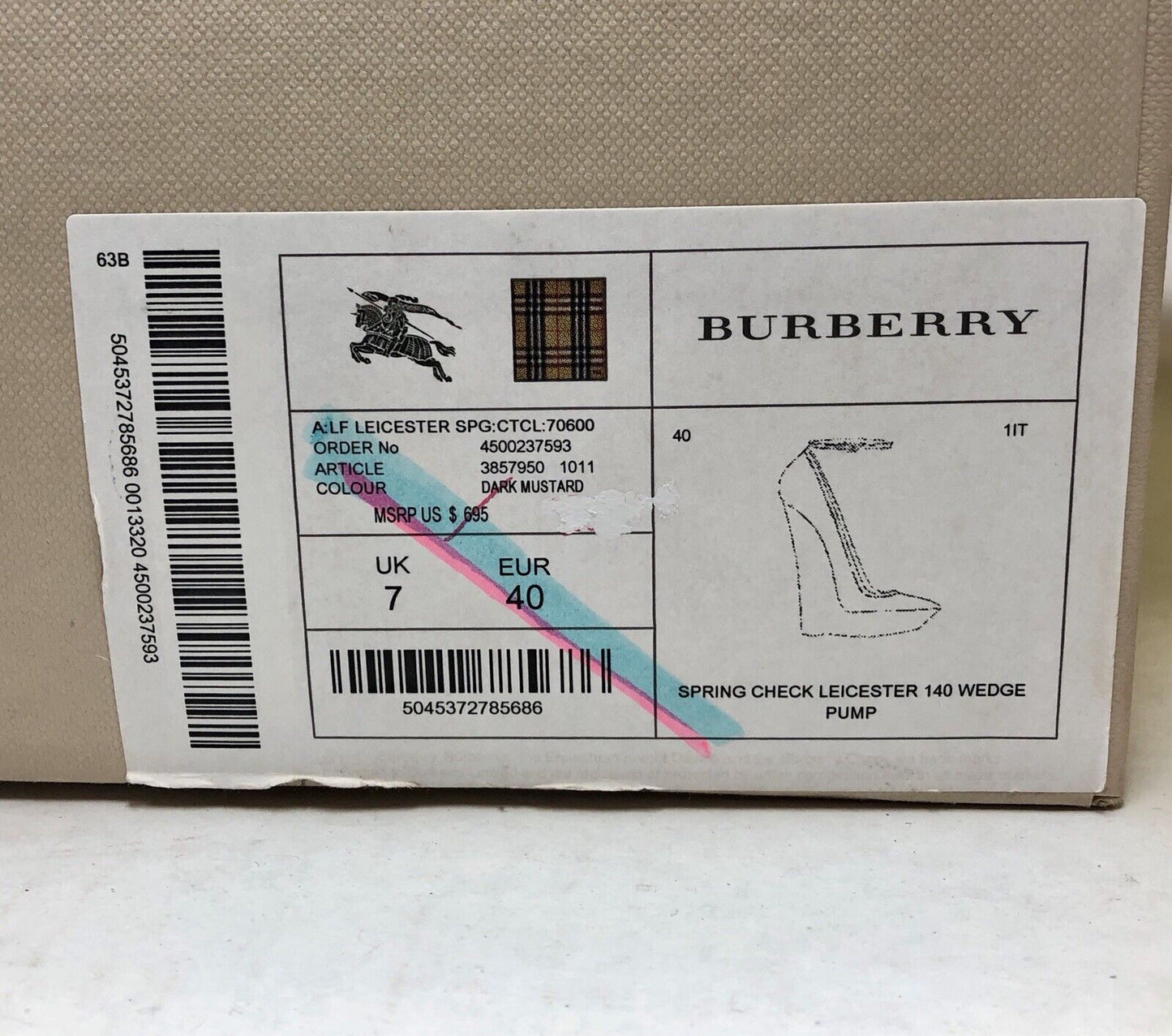Burberry Prorsum Spring Check Leicester 140 Wedge Pumps Box Pouch Slightly Worn