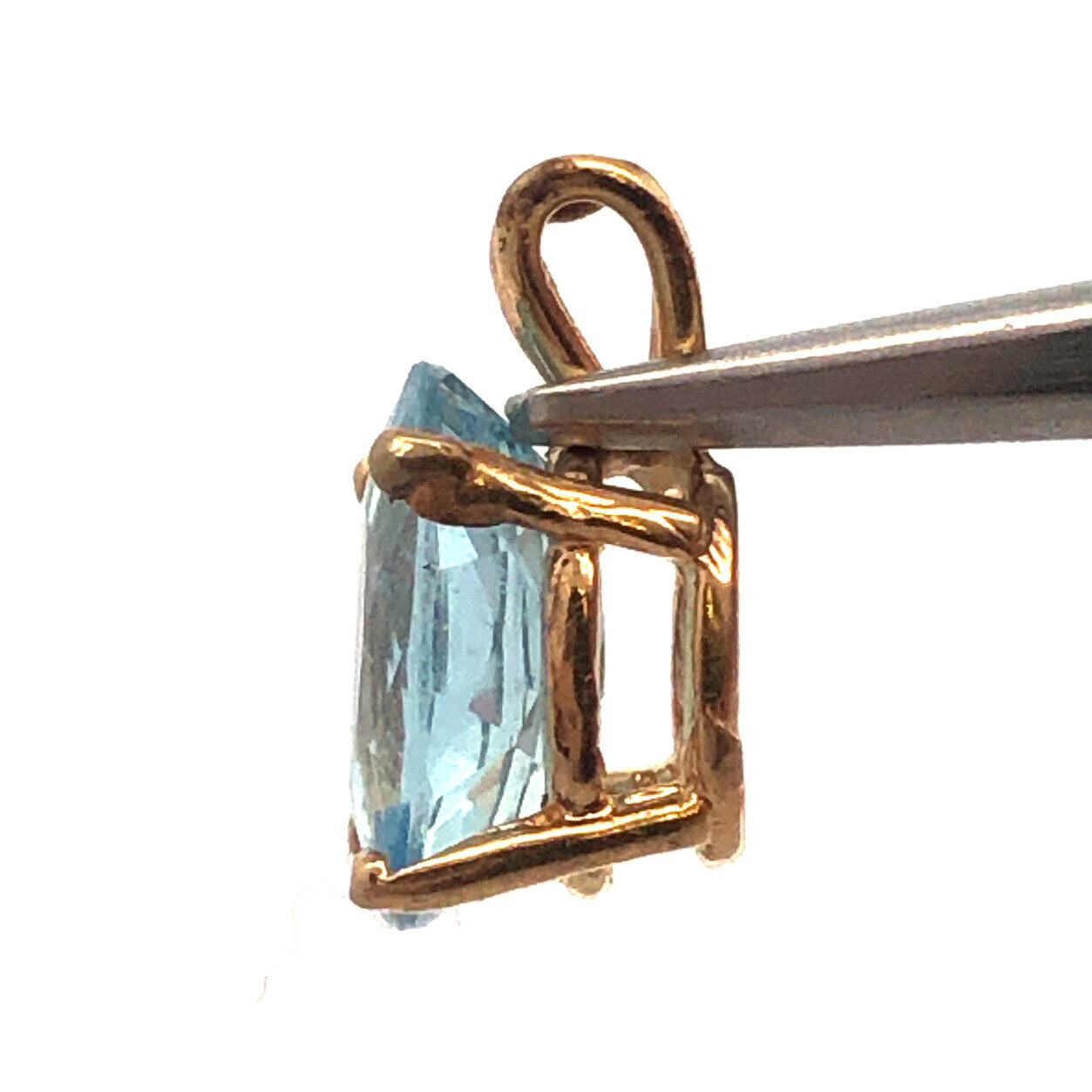 Lovely 14k Yellow Gold Oval Cut 2.75ct Swiss Blue Topaz Fine Precious Pendant