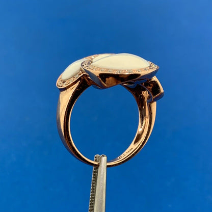 Designer CID 10K Rose Gold White Diamond Accented Modernist Finger Ring