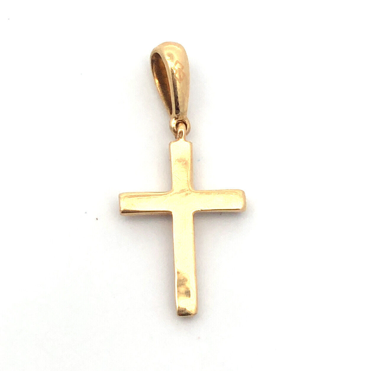 Designer CS 10K Yellow Gold Round Diamond Cluster Cross Petite Pendant