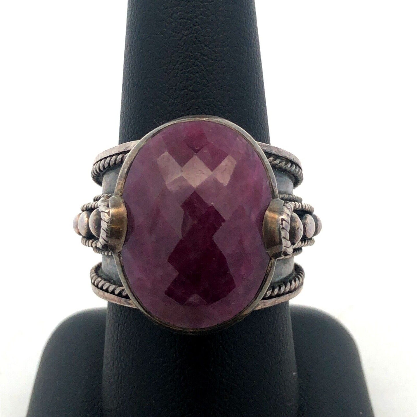 Designer 925 Sterling Silver Oval Cushion Ruby Statement Cocktail Ring