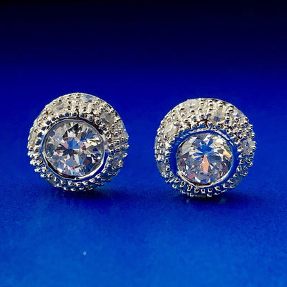 Designer 925 Sterling Silver Cubic Zirconia CZ Bridal Anniversary Stud Earrings