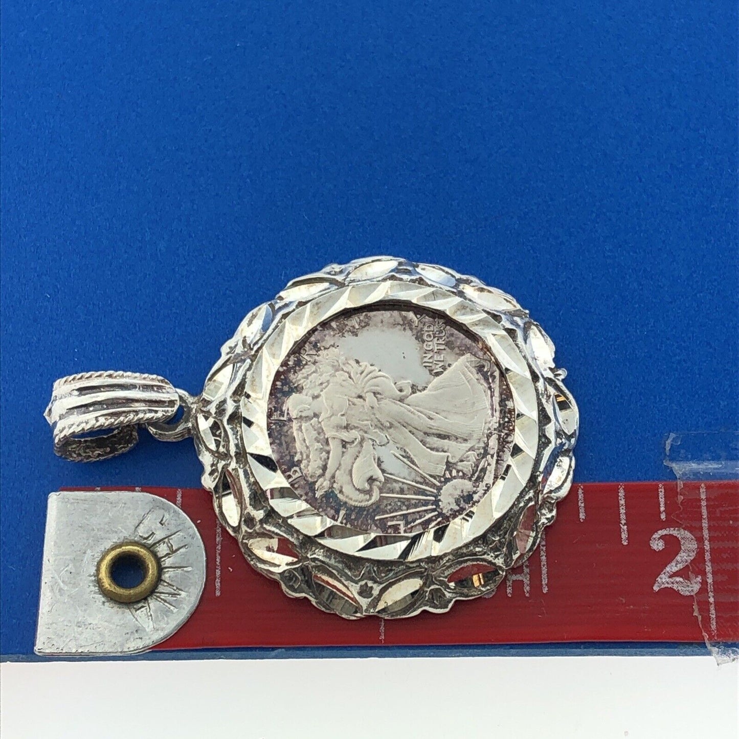 USA .999 Fine Silver Millennium Eagle w/ Sterling Silver 925 Coin Holder Pendant