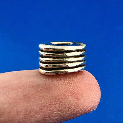 Designer SI 925 Sterling Silver Stacked Disc Tire Slide Bracelet Spacer Charm