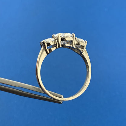 Designer FAS Sterling Silver Cubic Zirconia Oval Trio Anniversary Cocktail Ring