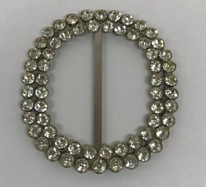 Vintage Runway Silver Tone Rhinestone Oval Statement Scarf Belt Slide Buckle