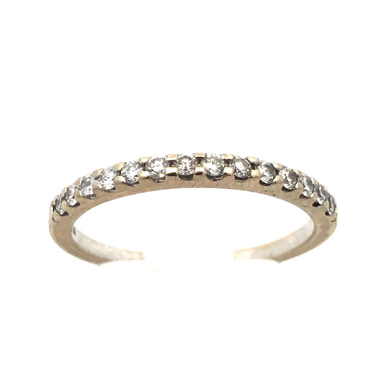 Designer 14K White Gold Diamond Wedding Anniversary Stackable Band Ring