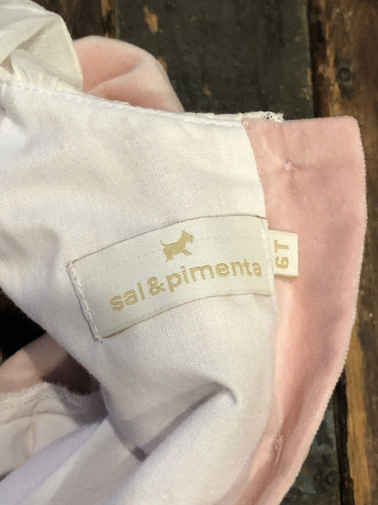 Sal & Pimenta Brushed Cotton Velour Dusty Rose Size 6T Girl's Lined Dress