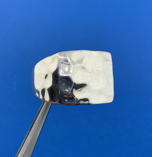 Designer NF Sterlling Silver 925 Hammered Square Dome Statement Cocktail Ring