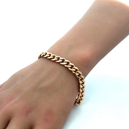 Designer AR Italy 14K Yellow Gold Cuban Link Chain Bracelet