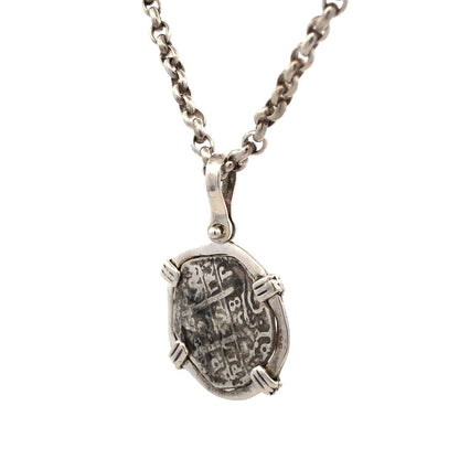 Waxing Poetic WP 925 Sterling Silver Spanish Colonial Coin Pendant Necklace
