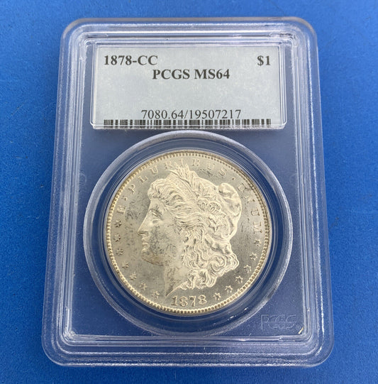 1878 CC Carson City $1 PCGS MS64 90% Silver United States Morgan Dollar Coin