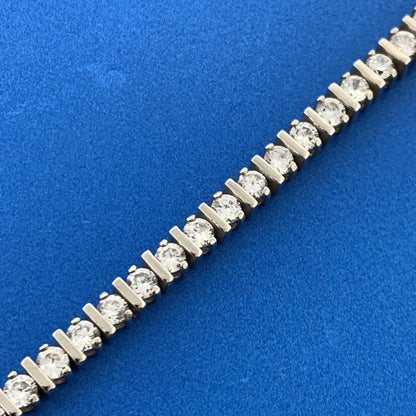 Designer 925 Sterling Silver Cubic Zirconia CZ Statement Tennis Bracelet