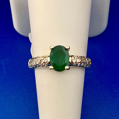 Designer 14K Yellow Gold Emerald Diamond Engagement Cocktail Statement Ring