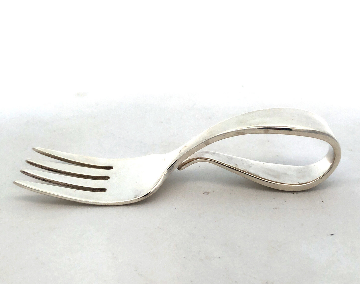 Designer Tiffany & Co. 925 Sterling Silver Curved Handle Baby Fork