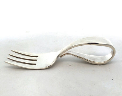 Designer Tiffany & Co. 925 Sterling Silver Curved Handle Baby Fork