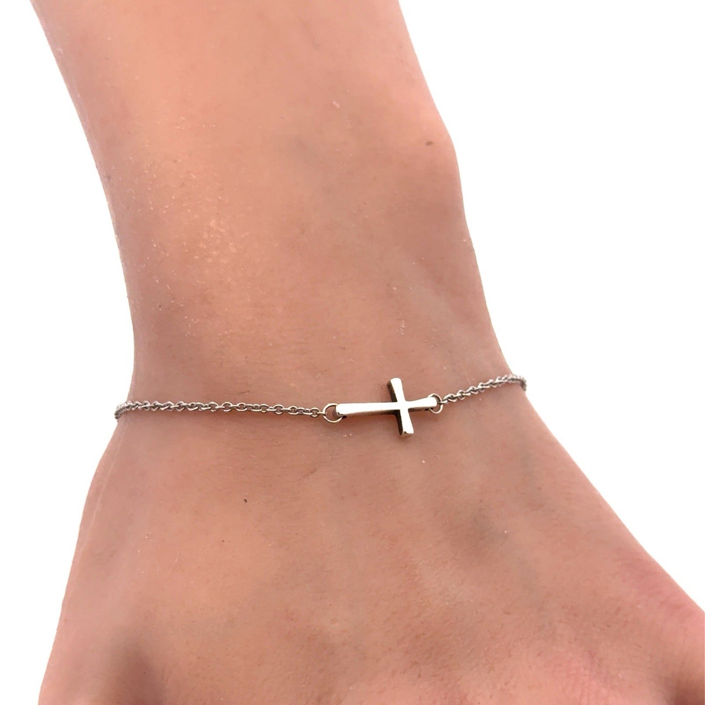 Designer James Avery 925 Sterling Silver Petite Latin Cross Link Chain Bracelet