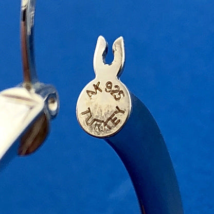 Designer AK Turkey Sterling Silver 925 Polished 3D Statement Hoop Earrings