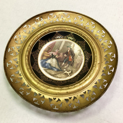 Vintage Regency Bone China England "Sweet Oranges" Brass Encased Wall Plate