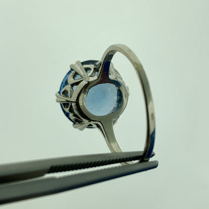 Fabulous 14K White Gold Blue Topaz Solitaire December Anniversary Statement Ring